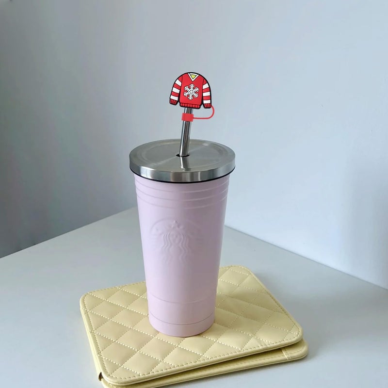 LYLYNB Christmas Straw Toppers 10mm 0.4in Cute Straw Covers Reusable Straws Tips Cover Winter Drinking Straw Topper Santa Claus Dwarf Cute Design Xmas Straw Cover Caps for Stanley Cup Accessories, 8Pcs - Image 3